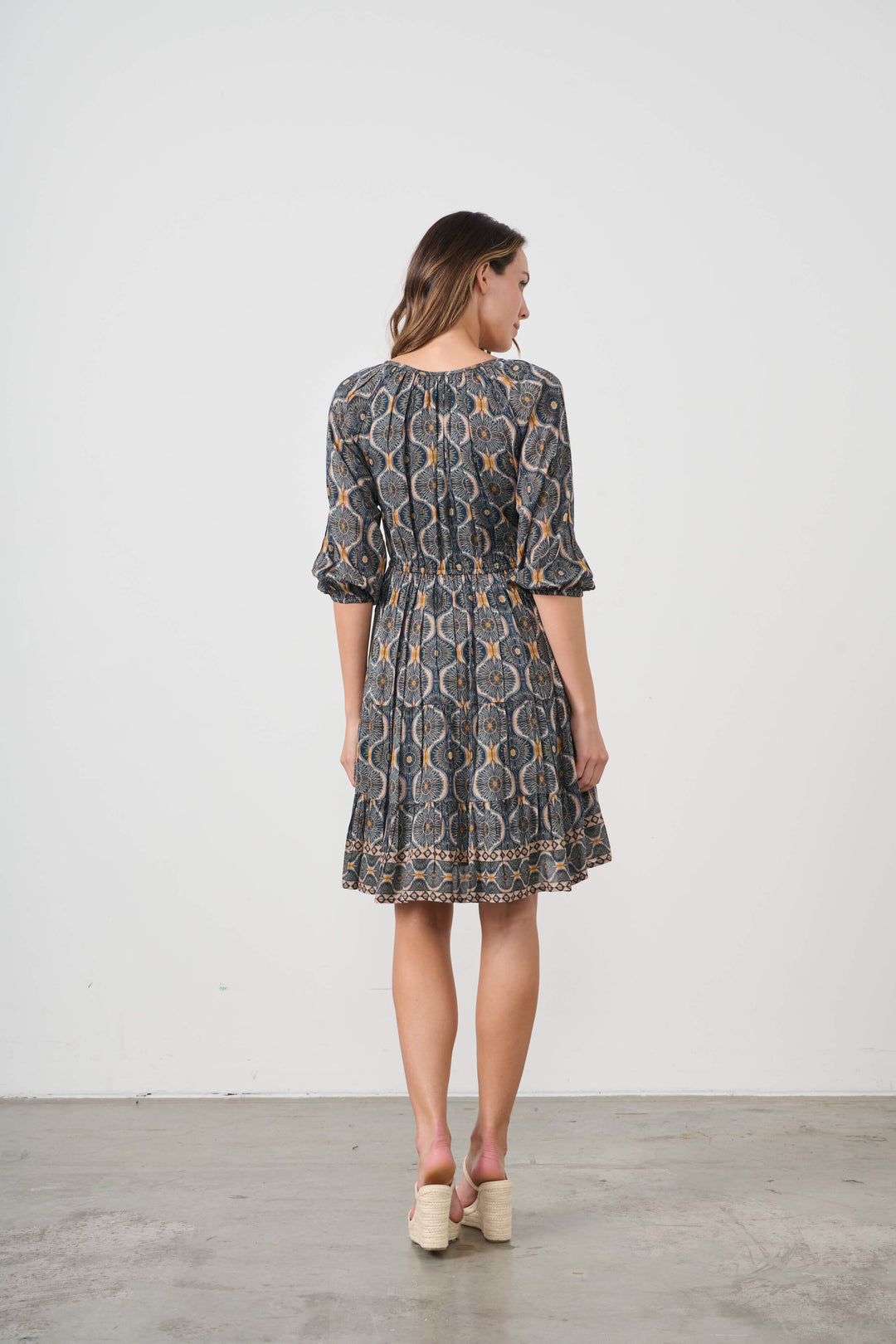 Kosmos Print Elastic Waist Dress