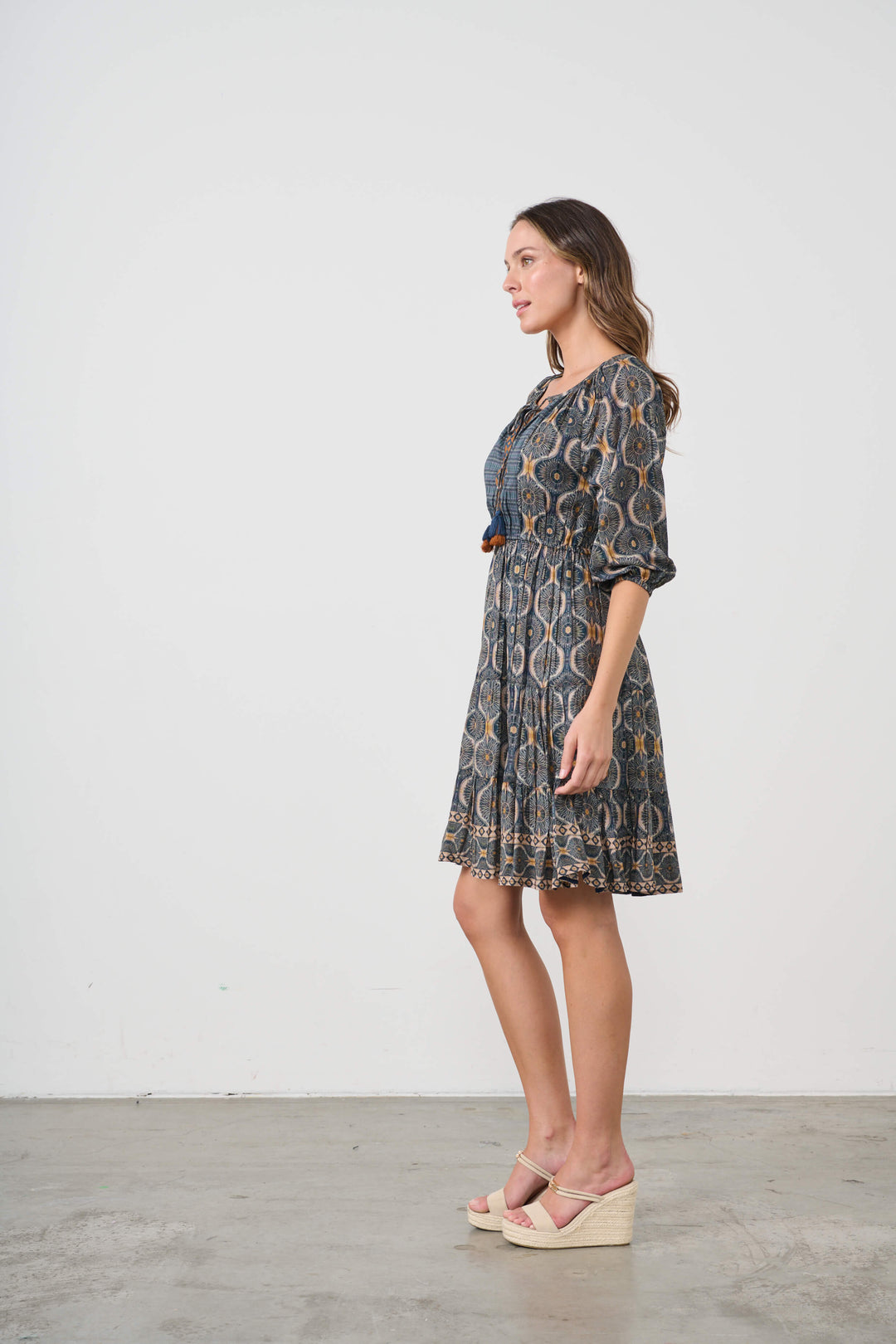 Kosmos Print Elastic Waist Dress