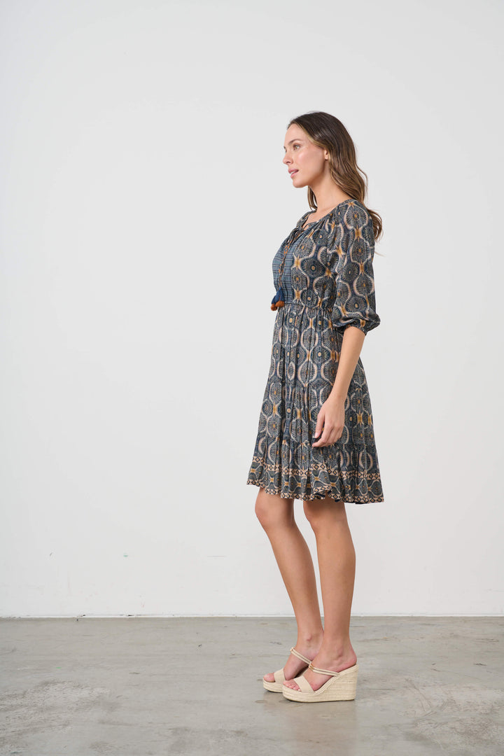 Kosmos Print Elastic Waist Dress