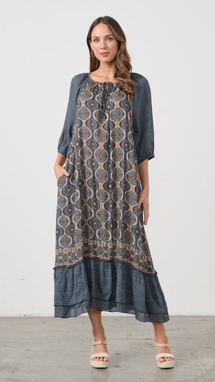 Kosmos Print Raglan Sleeve Dress