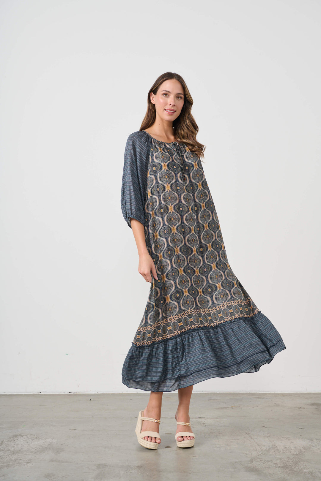 Kosmos Print Raglan Sleeve Dress