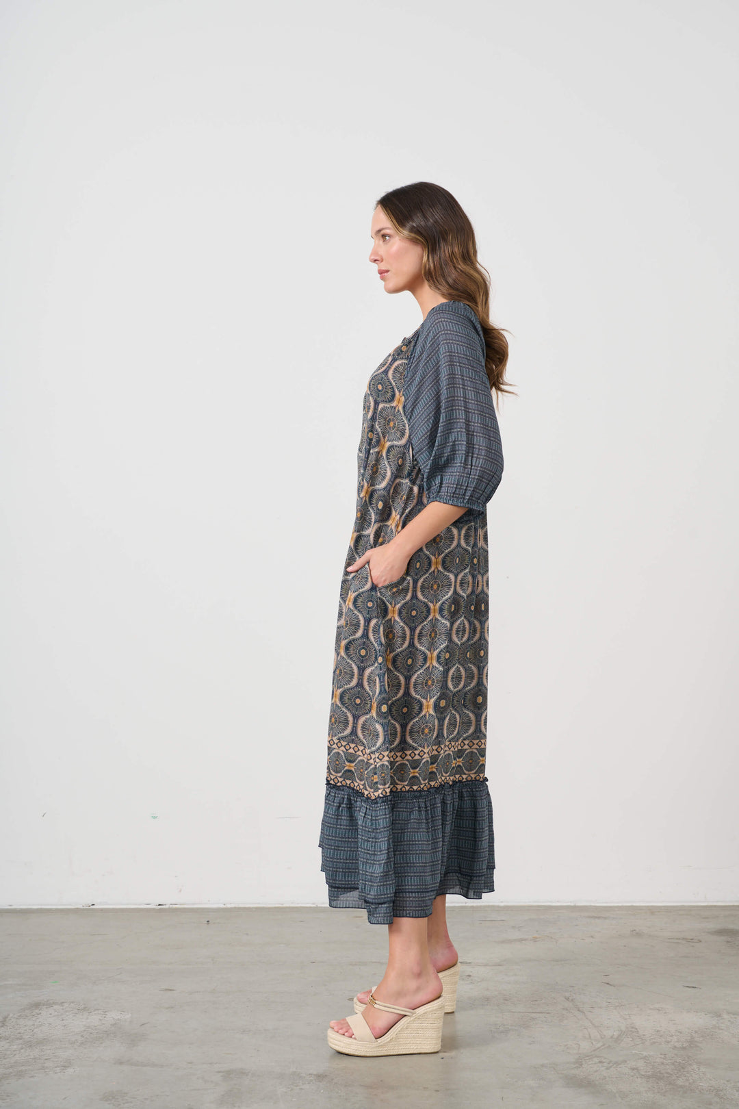 Kosmos Print Raglan Sleeve Dress