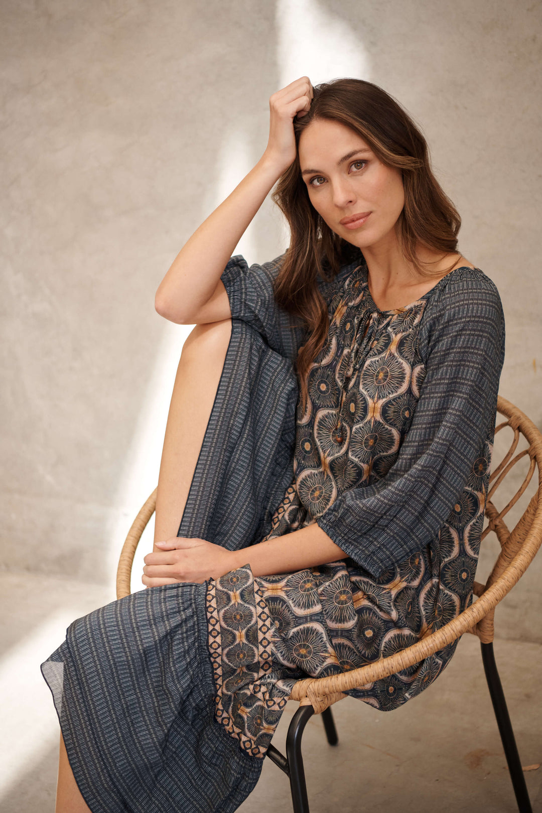 Kosmos Print Raglan Sleeve Dress