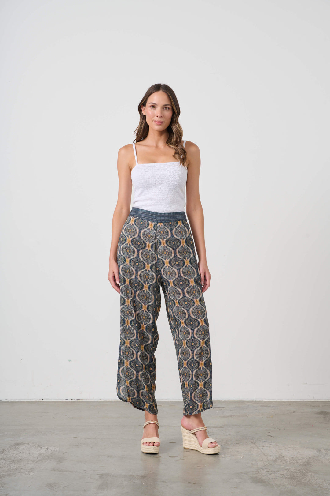 Kosmos Print Side Split Pants