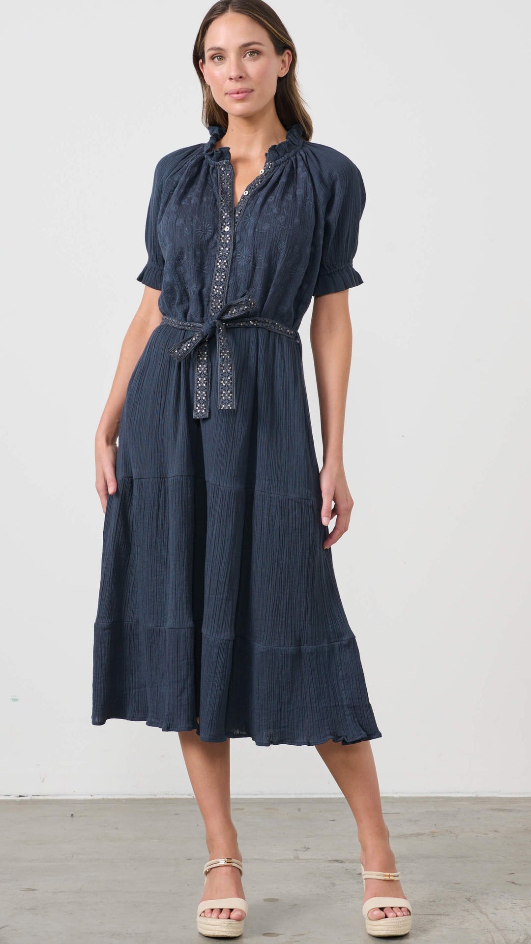 Self Coloured Embroidery & Belt