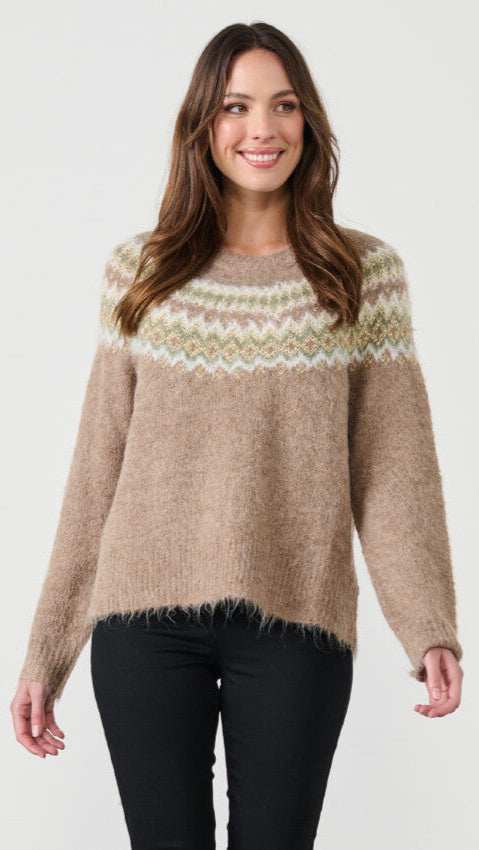 Zig Zag Jumper - Beige Size 14