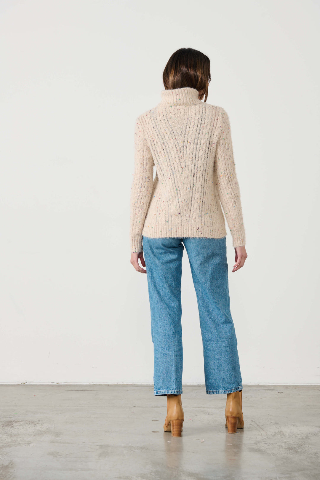 Flecks Cable Rollneck Jumper - Light Pink