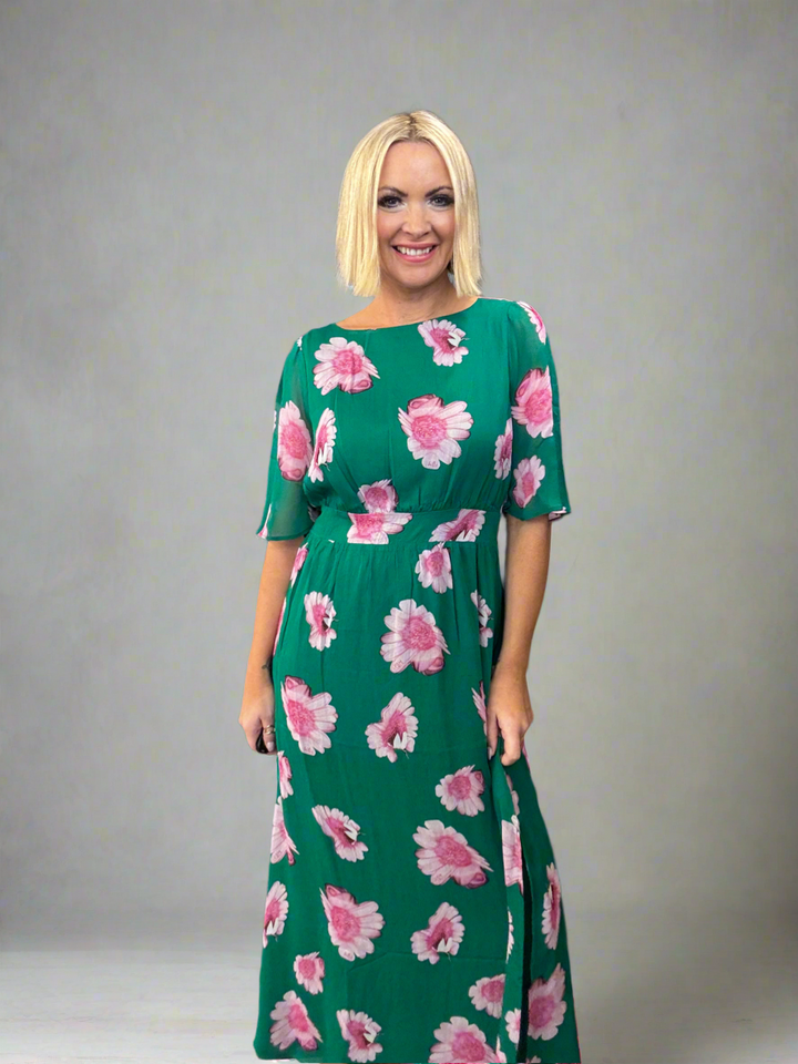 Meadow Flowers Dress - Green/Pink