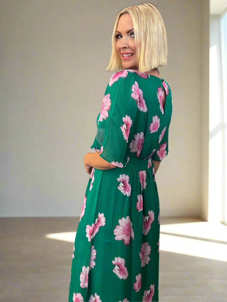 Meadow Flowers Dress - Green/Pink