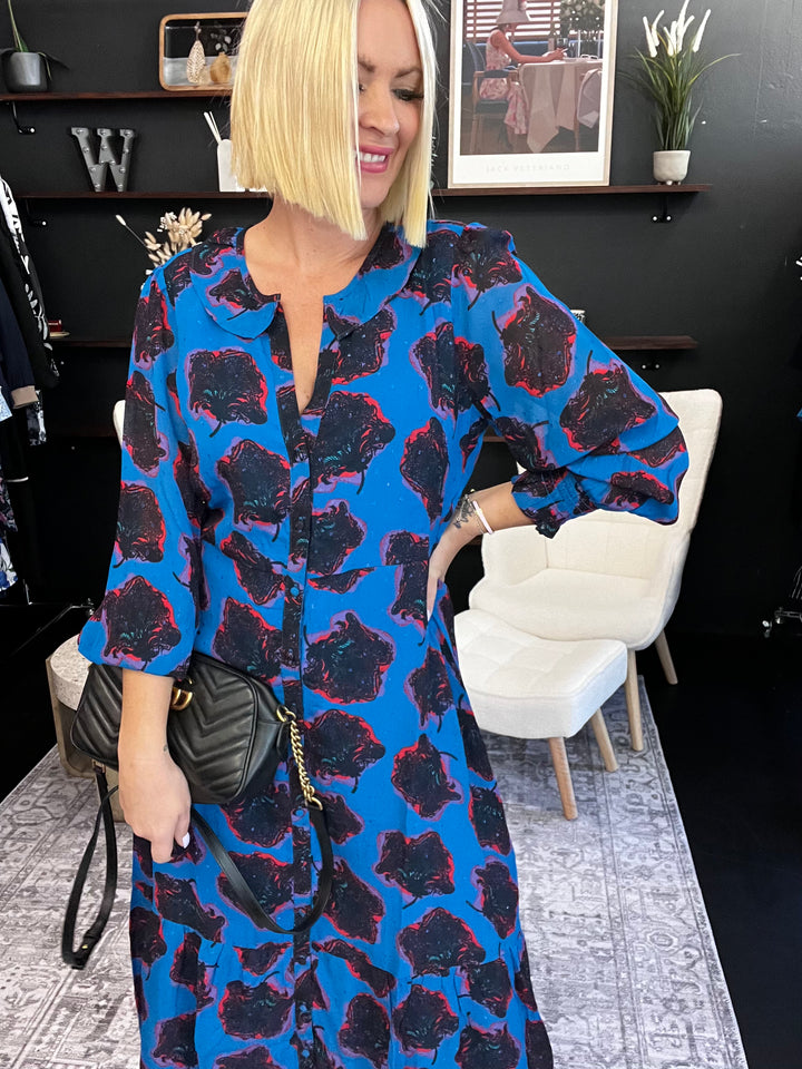 Flower Pop Dress - Blue Au14