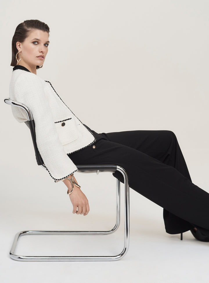 Queen of Scots  Bouclé Jacket With Contrast - Cream 243911 Size 8