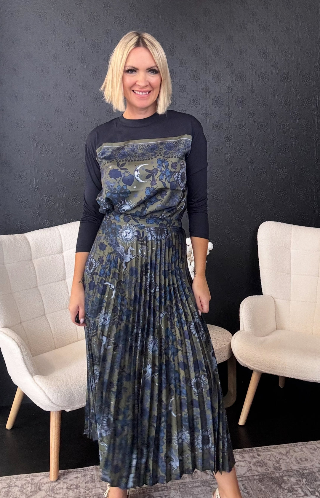 Greenwich Tee Top - Indigo Multi / Black Multi