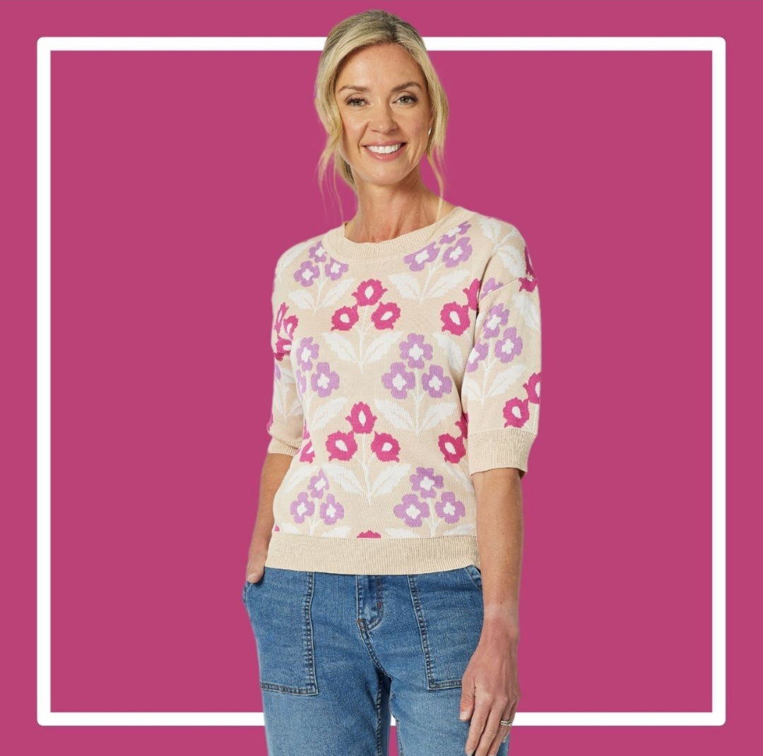 Nikki Floral Knit - Natural Size 10