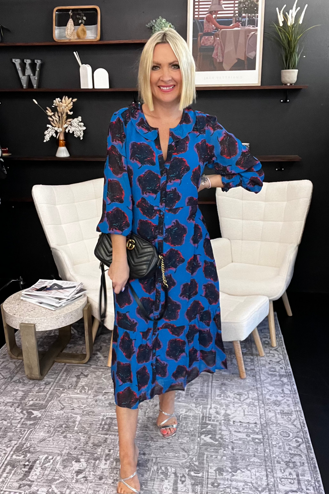 Flower Pop Dress - Blue Au14