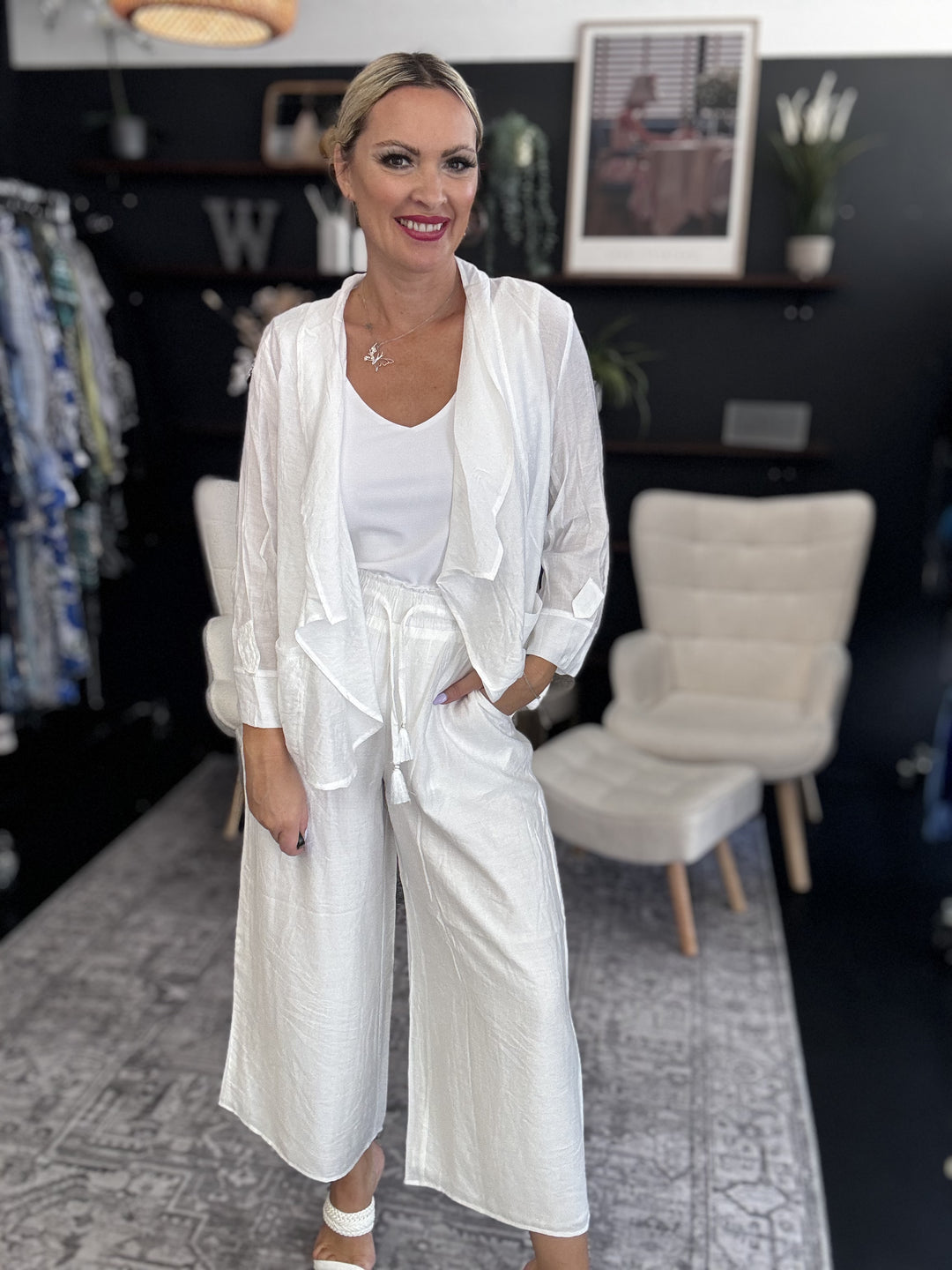 Back Feature Jacket -  Milk White Size 18