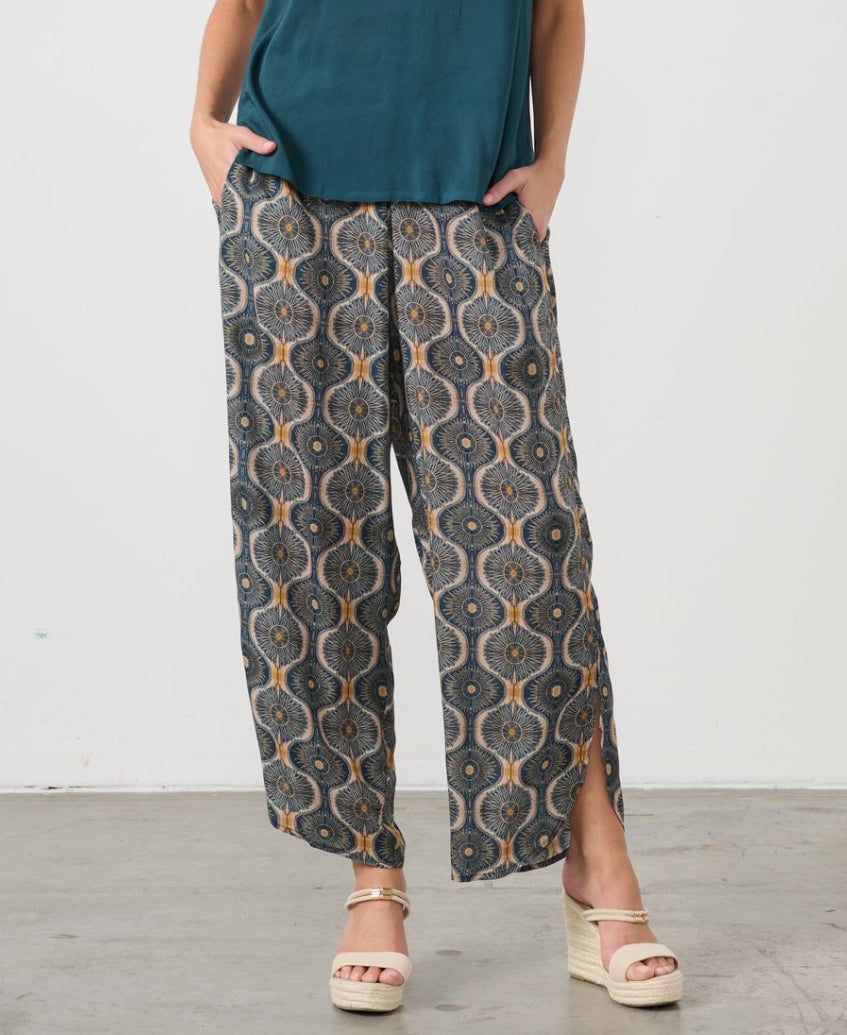 Kosmos Print Side Split Pants