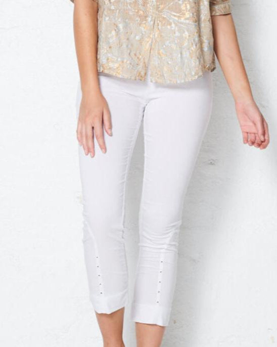 White High Rise Eyelet Pant main image 1