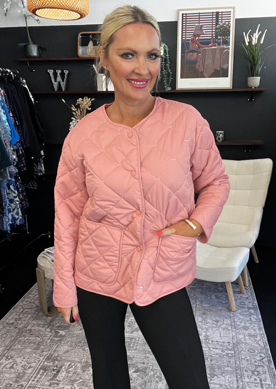 Tic Tac Toe Jacket - Chintz Pink