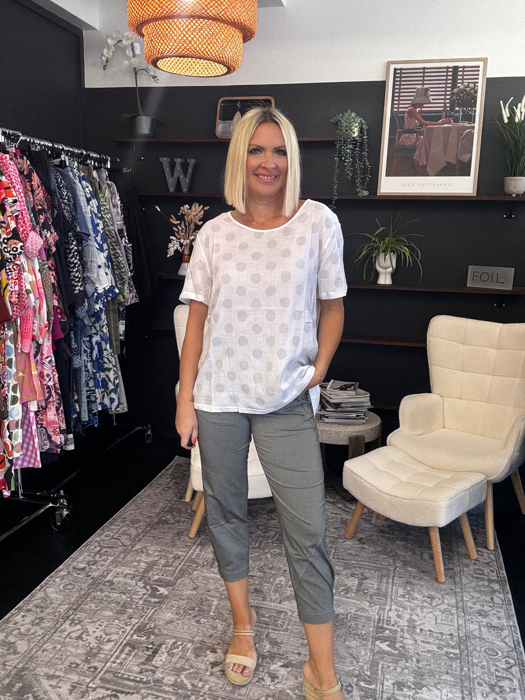 Parachute Stitch  Detail Pant - Grey Marle Size 14