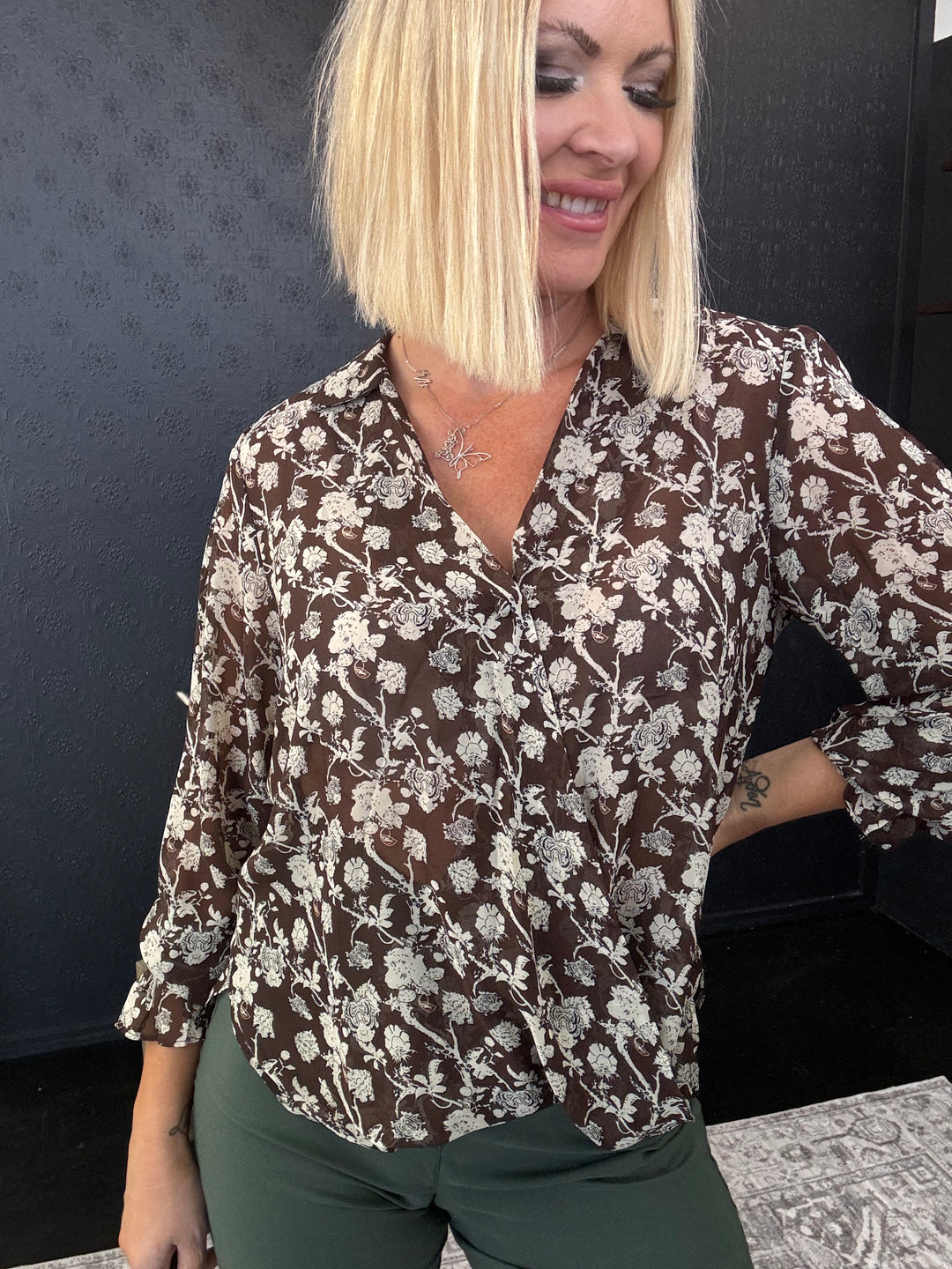 Gala Twist Blouse - Ornamental Brown Size 18