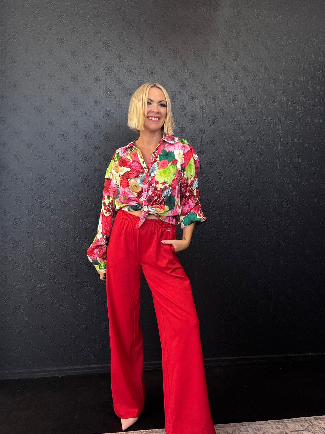 Wide Scarlet Red Summer Pant