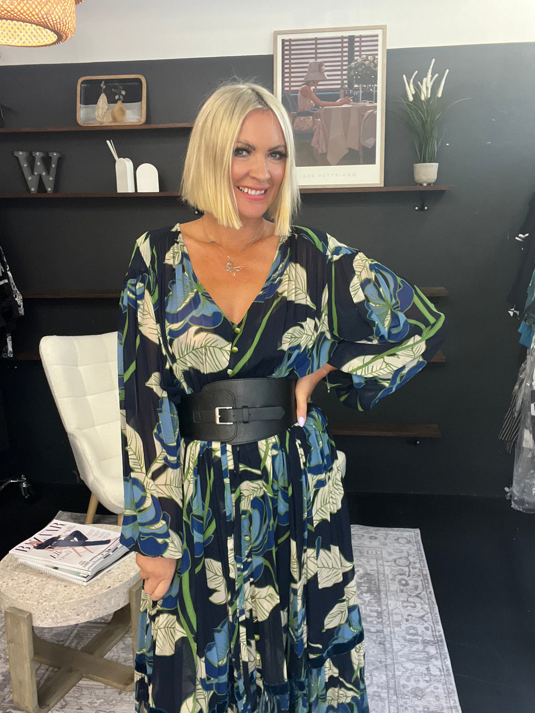 Get A Bloom Maxi Dress - Navy -Cooper Size XXL