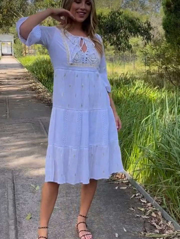 Hana Dress - Gold Thread Size S