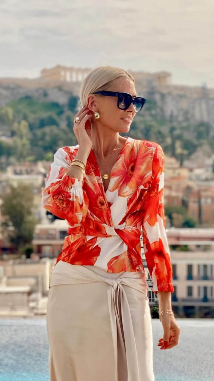 Elena Blouse - Maui Flower Peach