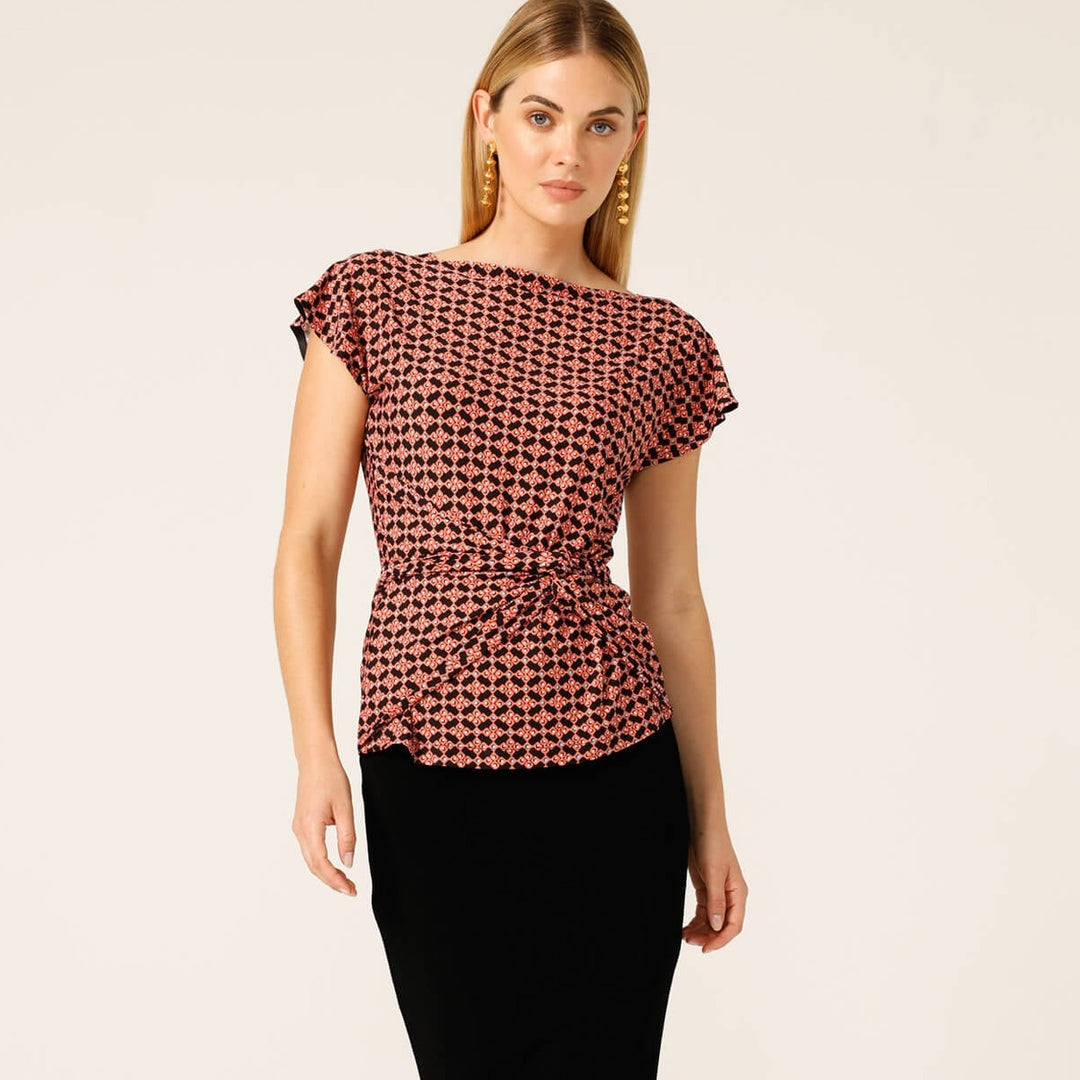 Diamond Reversable Tie Top - Coral Size 8