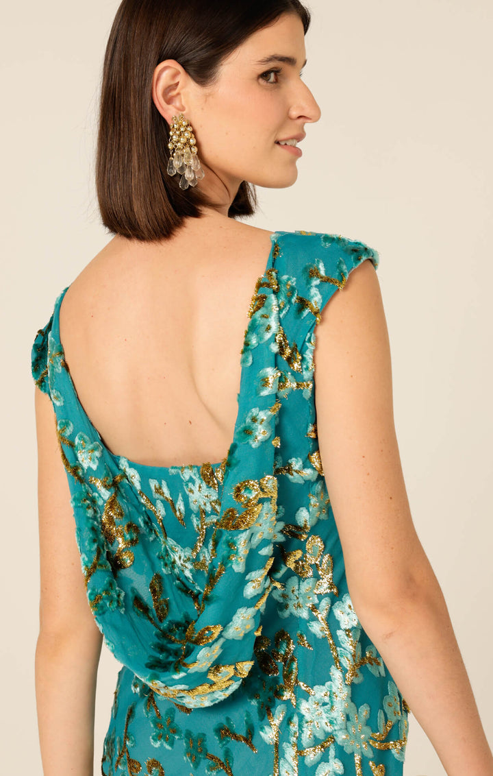 Heavenly Heights Maxi Dress - Gold/Turquoise Size 8