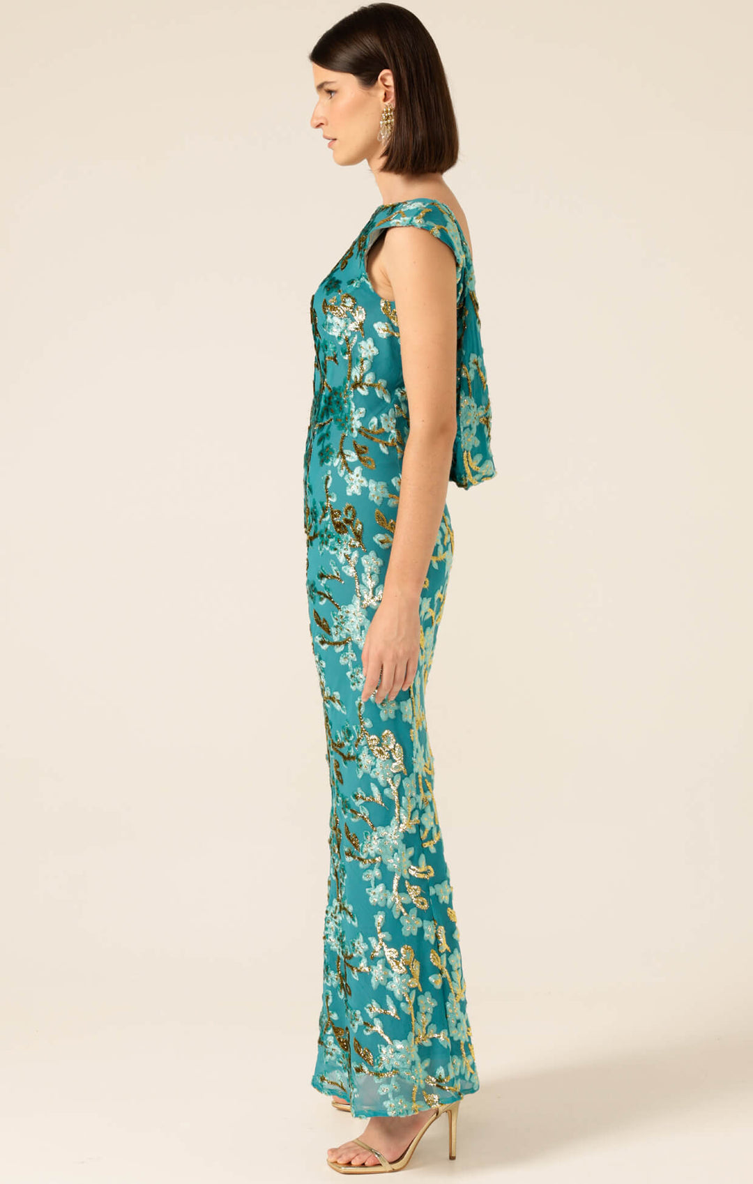 Heavenly Heights Maxi Dress - Gold/Turquoise Size 8