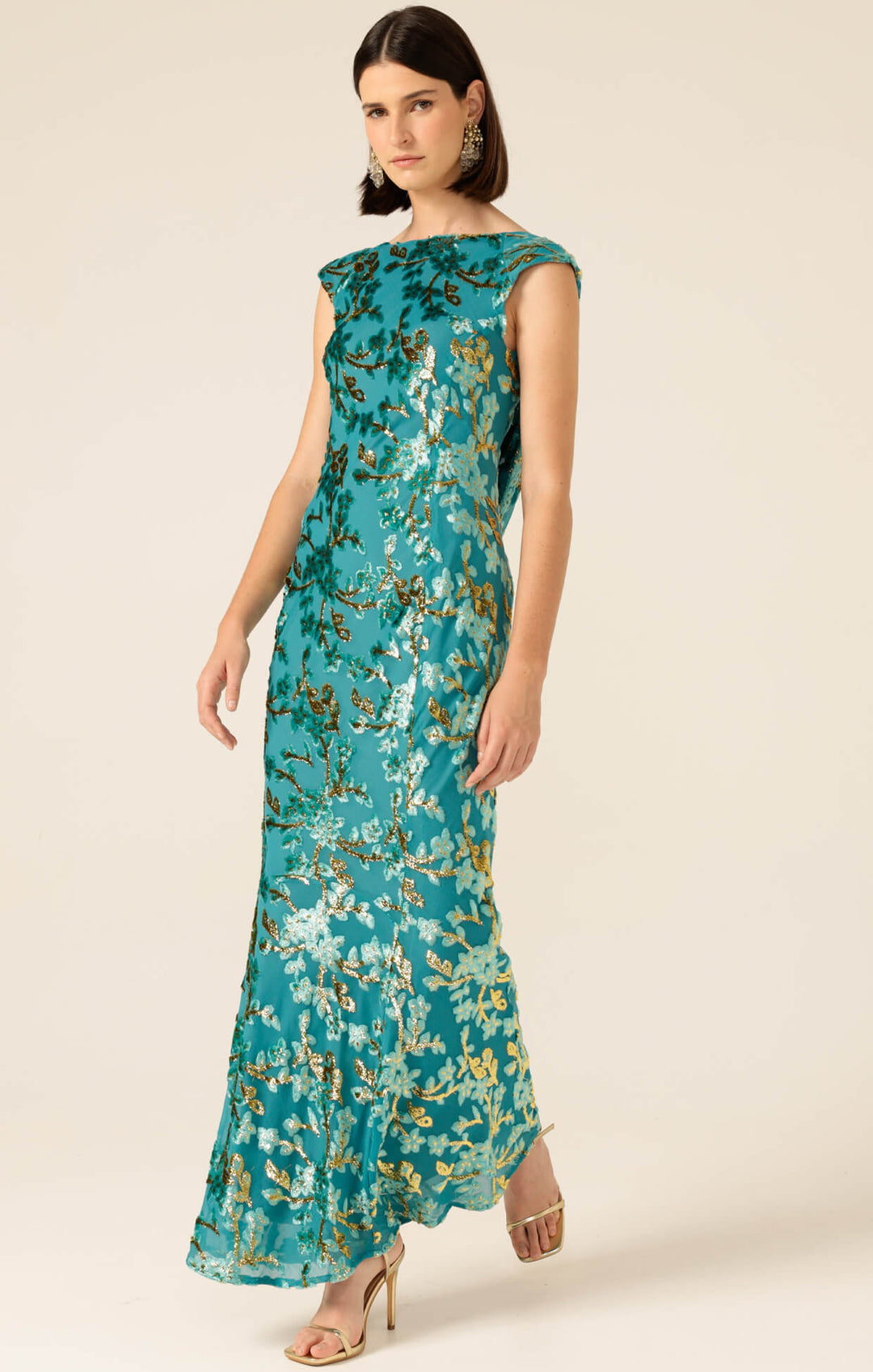 Heavenly Heights Maxi Dress - Gold/Turquoise Size 8