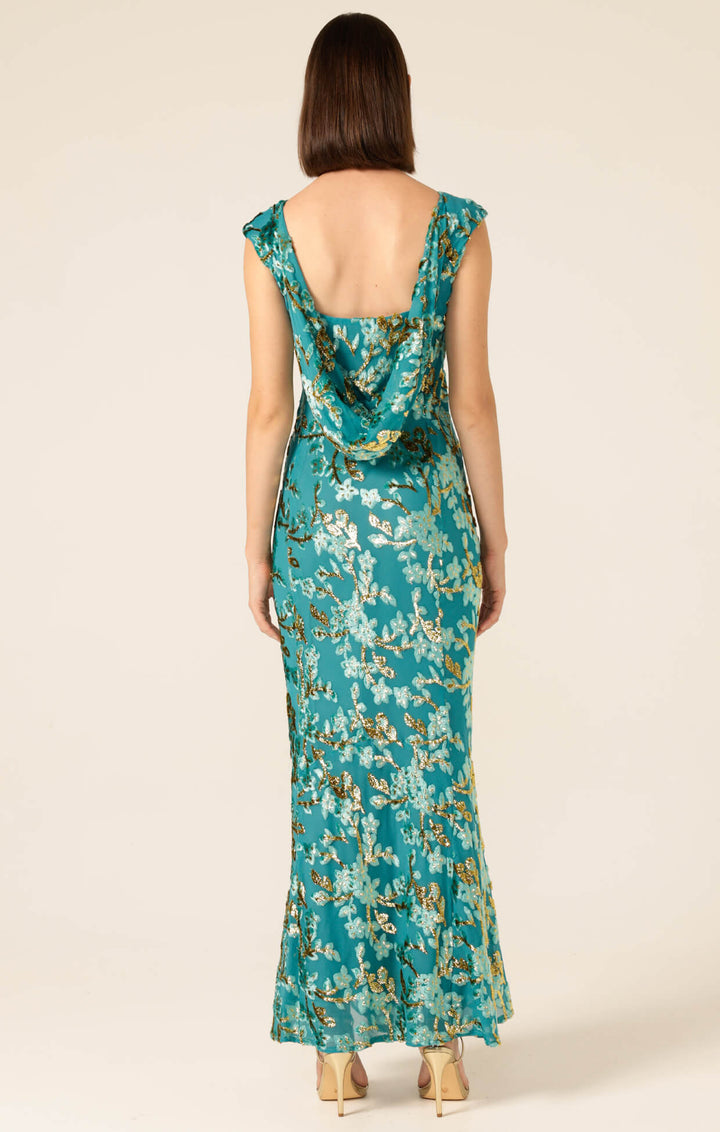 Heavenly Heights Maxi Dress - Gold/Turquoise Size 8