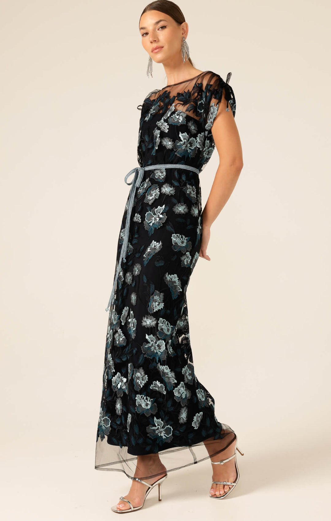 Love Potion Maxi Dress - Black Aqua Teal Size 8