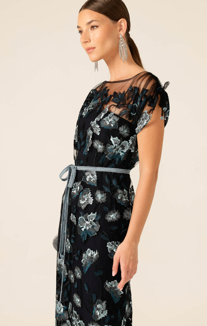 Love Potion Maxi Dress - Black Aqua Teal Size 8