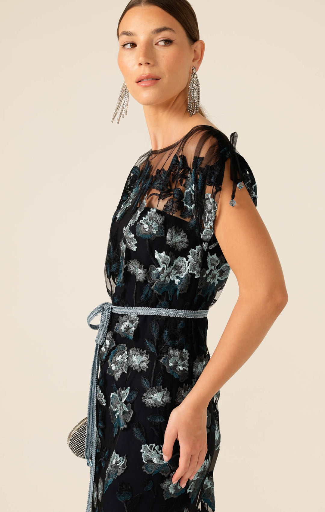 Love Potion Maxi Dress - Black Aqua Teal Size 8