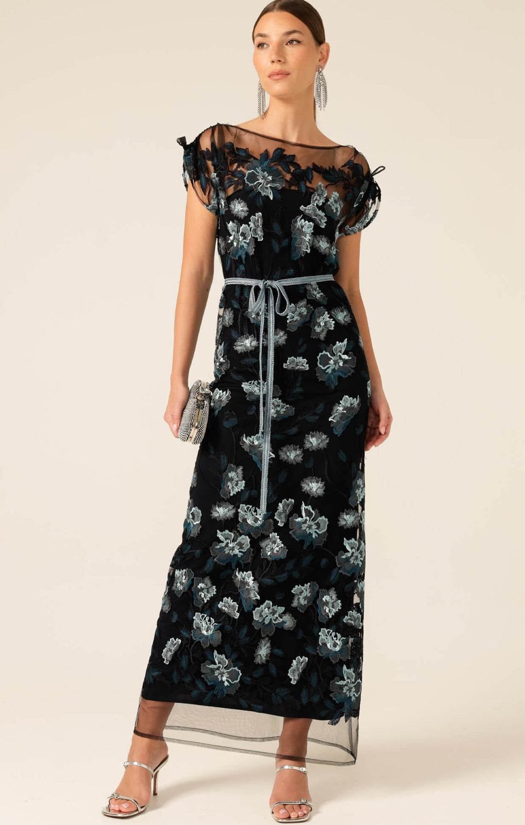 Love Potion Maxi Dress - Black Aqua Teal Size 8