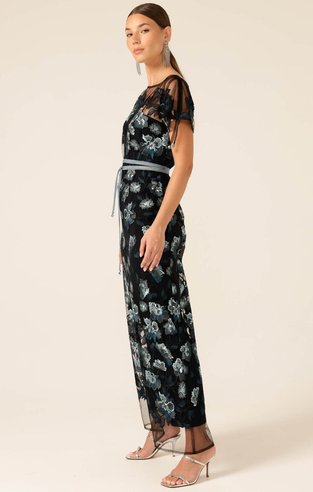 Love Potion Maxi Dress - Black Aqua Teal Size 8