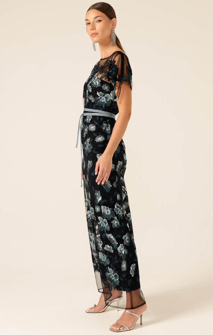 Love Potion Maxi Dress - Black Aqua Teal Size 8