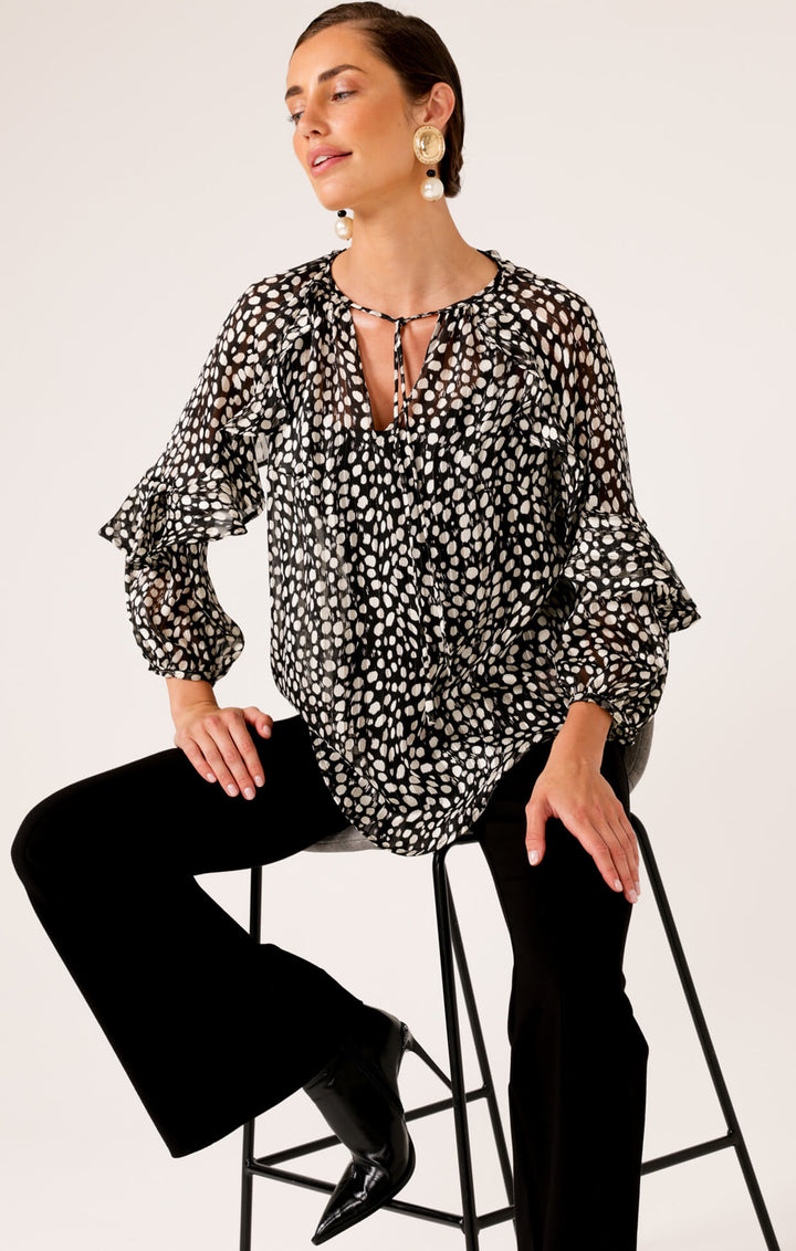 Plemons Blouse - Black/White Size 10