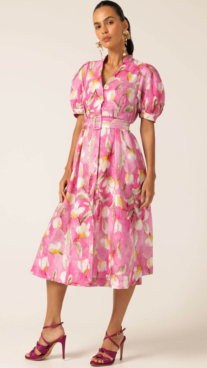 Posy Shirtmaker Dress - Pink Floral