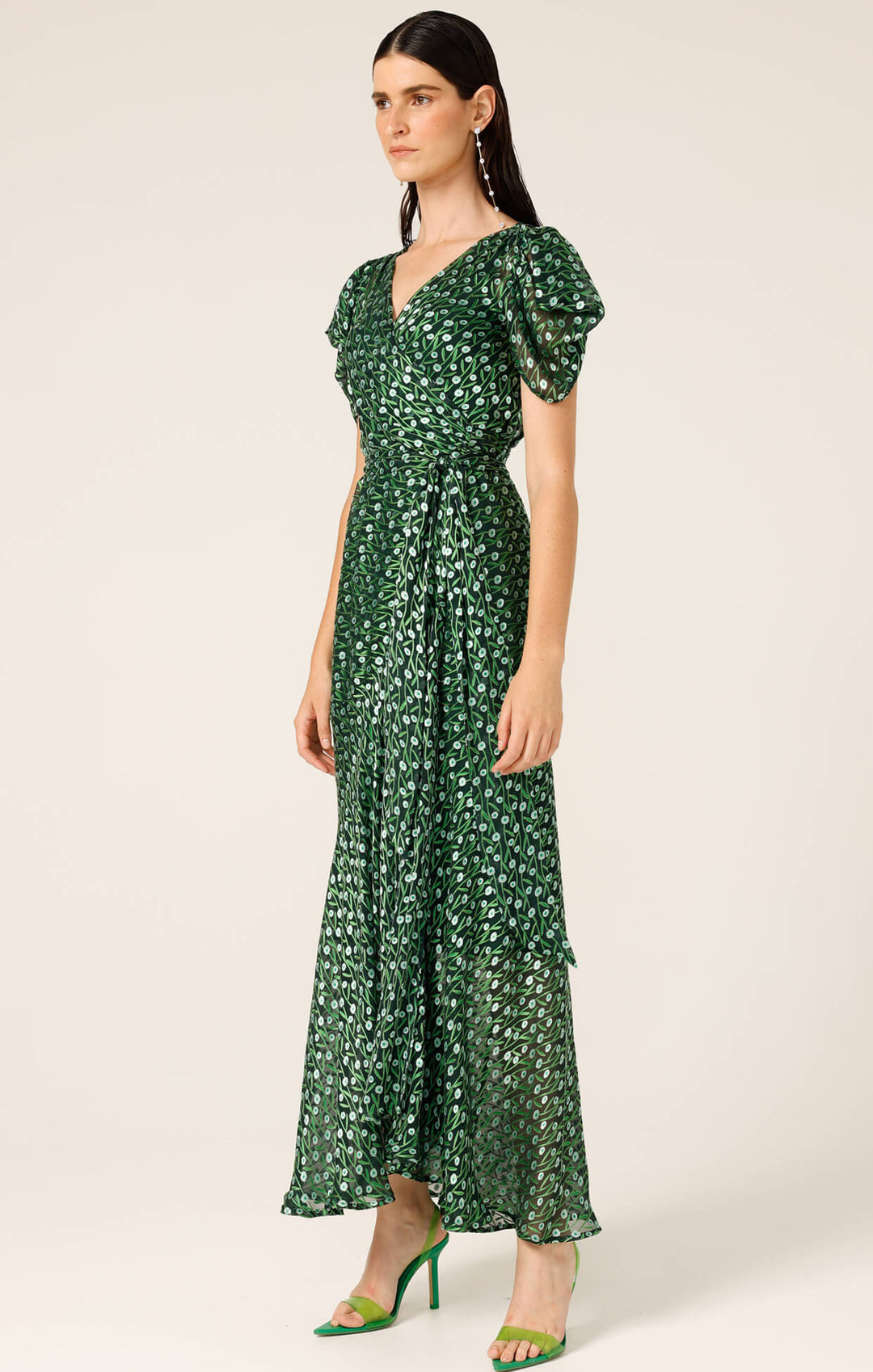 Twilight Shimmer Maxi Dress - Emerald Poppy Size 8