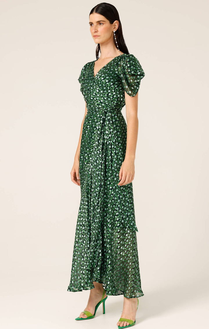 Twilight Shimmer Maxi Dress - Emerald Poppy Size 8
