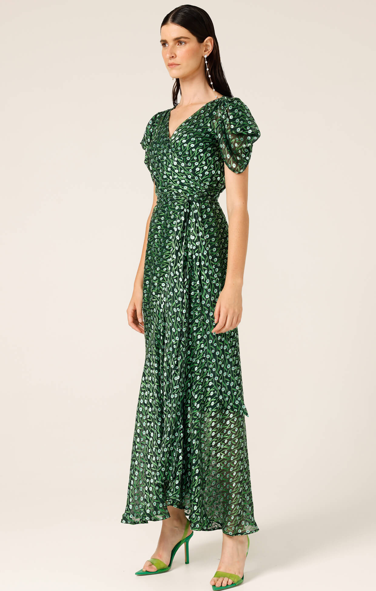 Twilight Shimmer Maxi Dress - Emerald Poppy