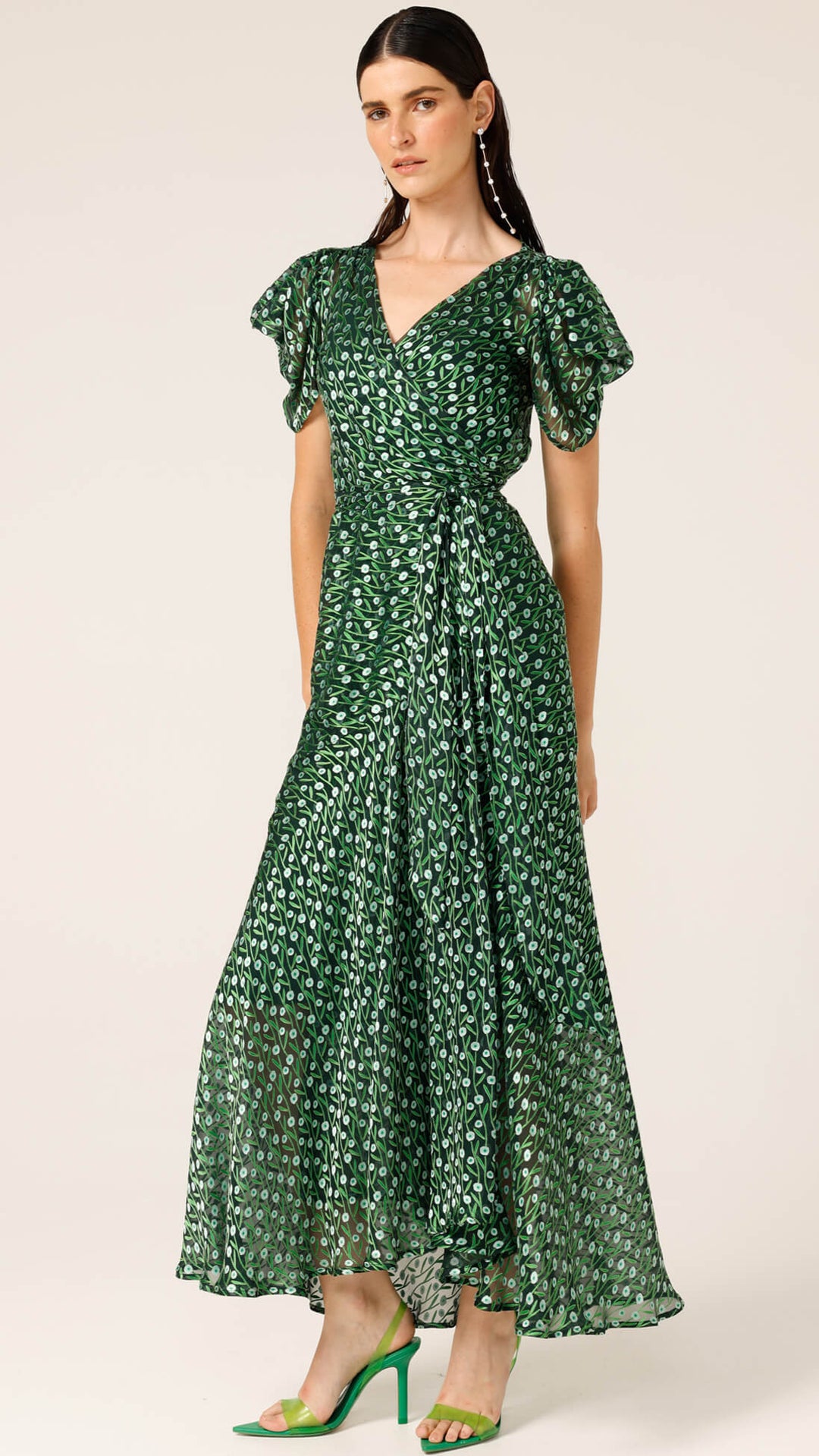Twilight Shimmer Maxi Dress - Emerald Poppy Size 8