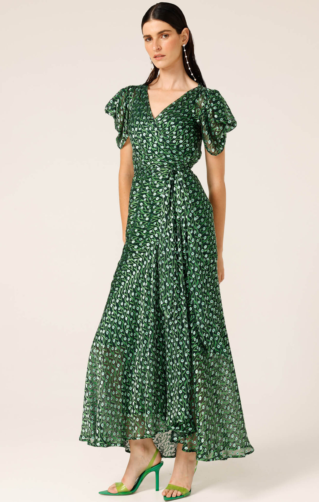 Twilight Shimmer Maxi Dress - Emerald Poppy Size 8