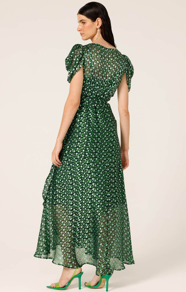 Twilight Shimmer Maxi Dress - Emerald Poppy Size 8