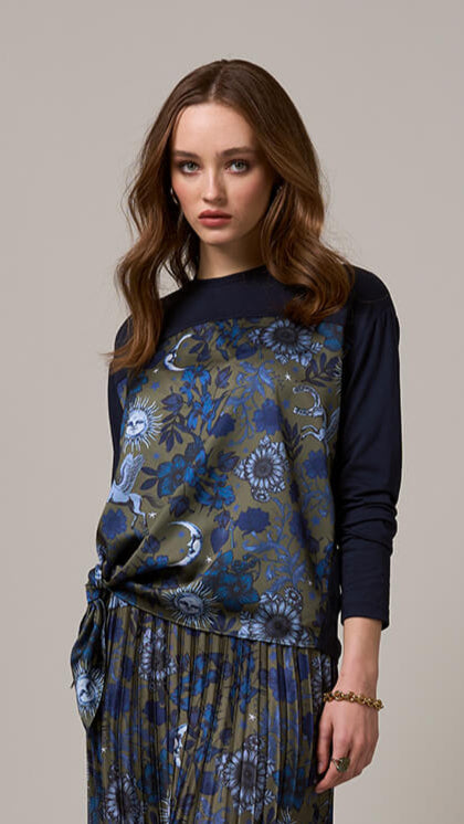 Greenwich Tee Top - Indigo Multi / Black Multi