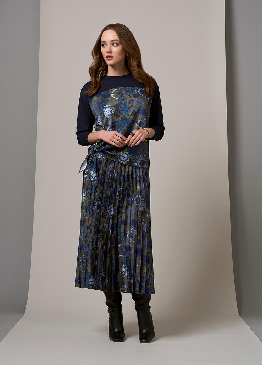 Greenwich Tee Top - Indigo Multi / Black Multi