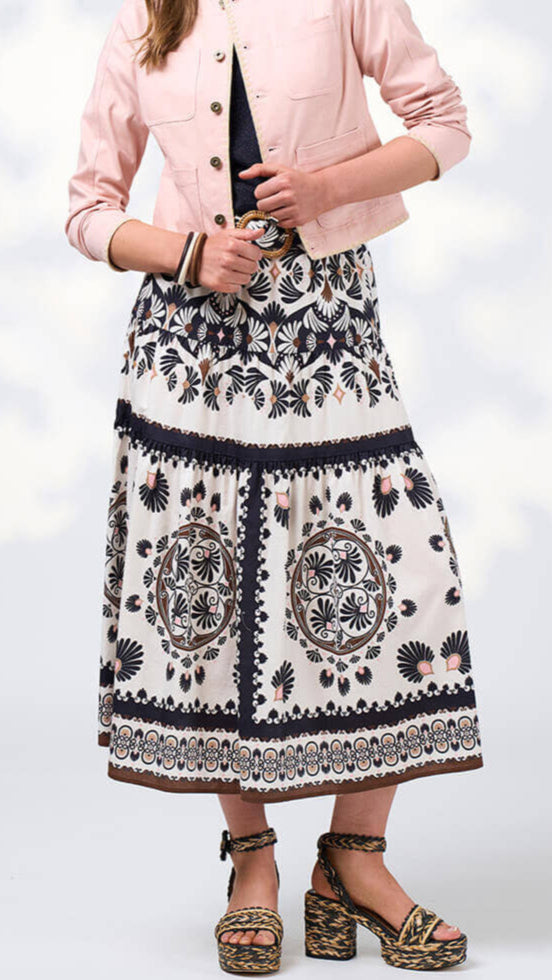 Zoe Skirt - Ecru Multi